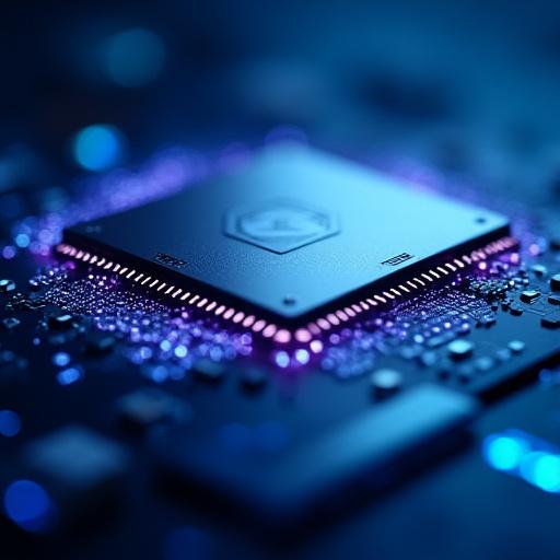 AI 프로세서 칩의 클로즈업 이미지