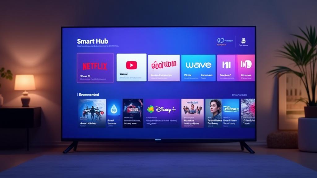 다양한 앱과 콘텐츠가 표시된 스마트 허브 UI 화면